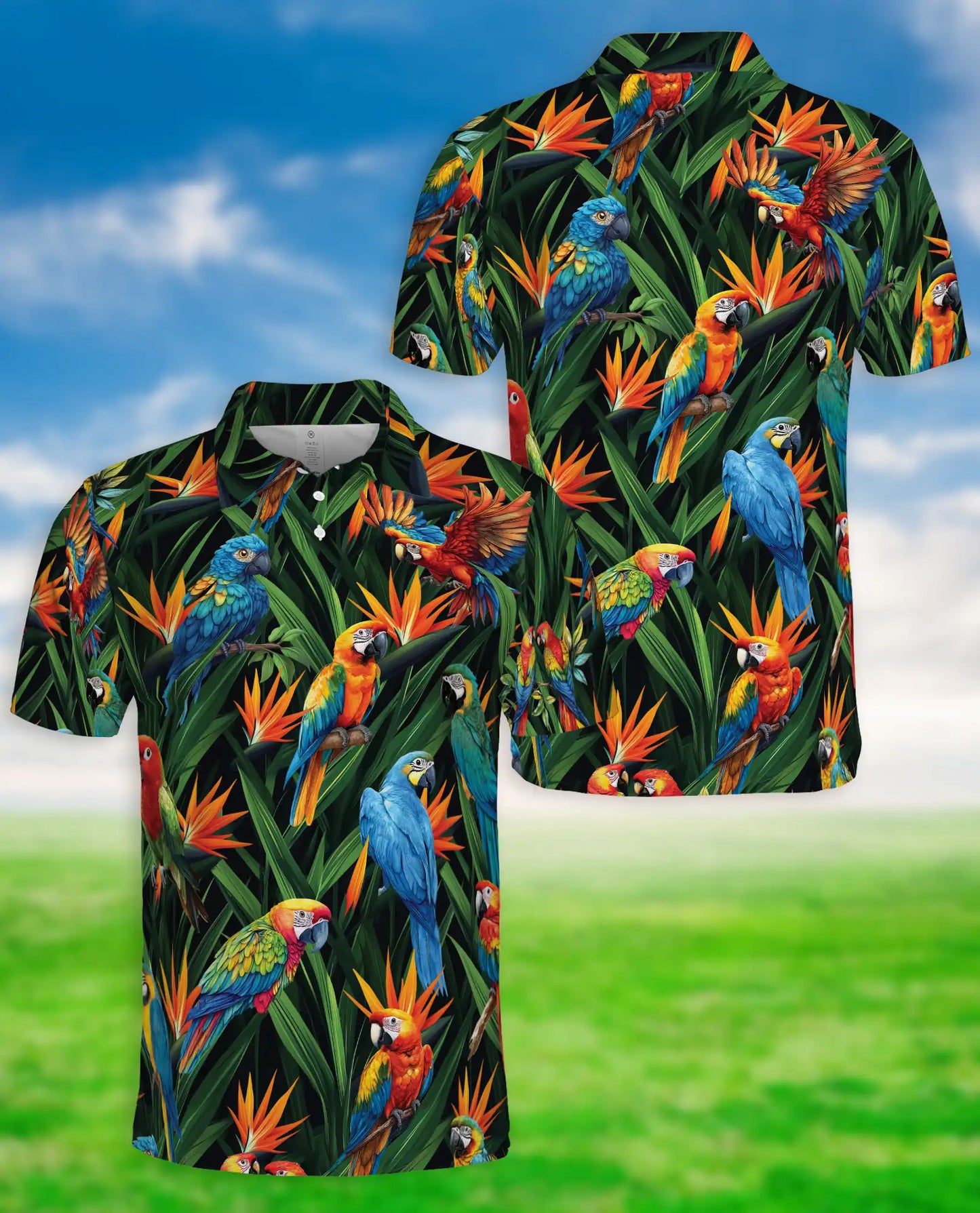 Parrot Tropical Polo Shirt – Macaw Jungle Print | Netecom