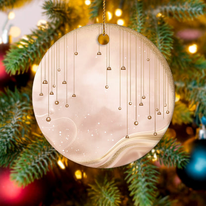 Netecom Elegant Pink Baubles Christmas Ornaments, Ceramic Hanging Balls with Glitter Keepsake Ornament for Xmas Tree Decorations, Gifts for Holiday, Party, Home Decor