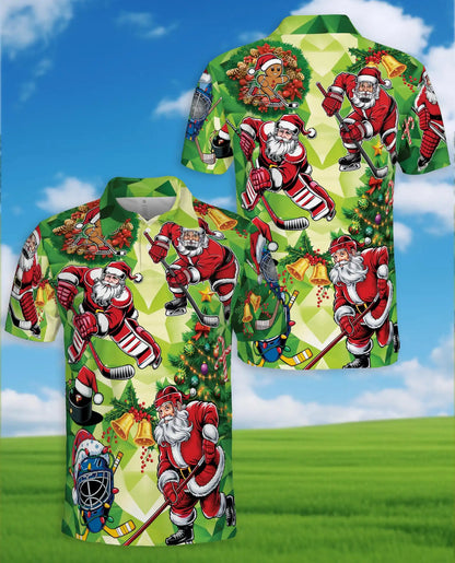 Christmas Hockey Santa Polo Shirt for Men – Festive Holiday Style | Netecom