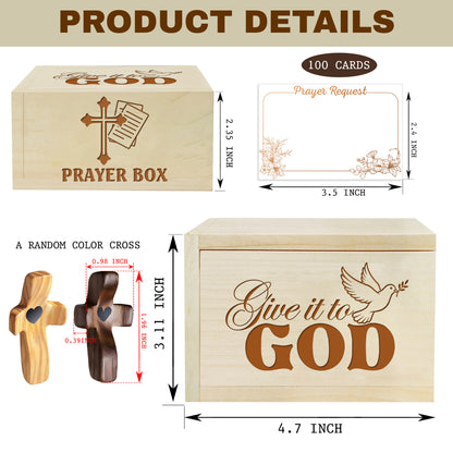 Netecom Personalized Wooden Prayer Box with 100 Prayer Request Cards & Custom Name Cross – Meaningful Religious Gift for Faith and Reflection