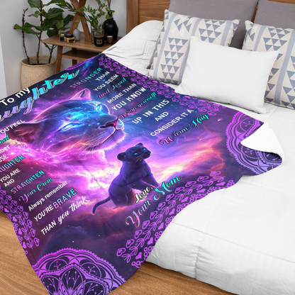Netecom Personalized To My Daughter Blanket from Mom and Dad, Brave Crown Lion Throw Blanket for Couch, Bed or Sofa, Ultra Soft Warm, Birthday Gift for Daughter, Present for Christmas, Graduation