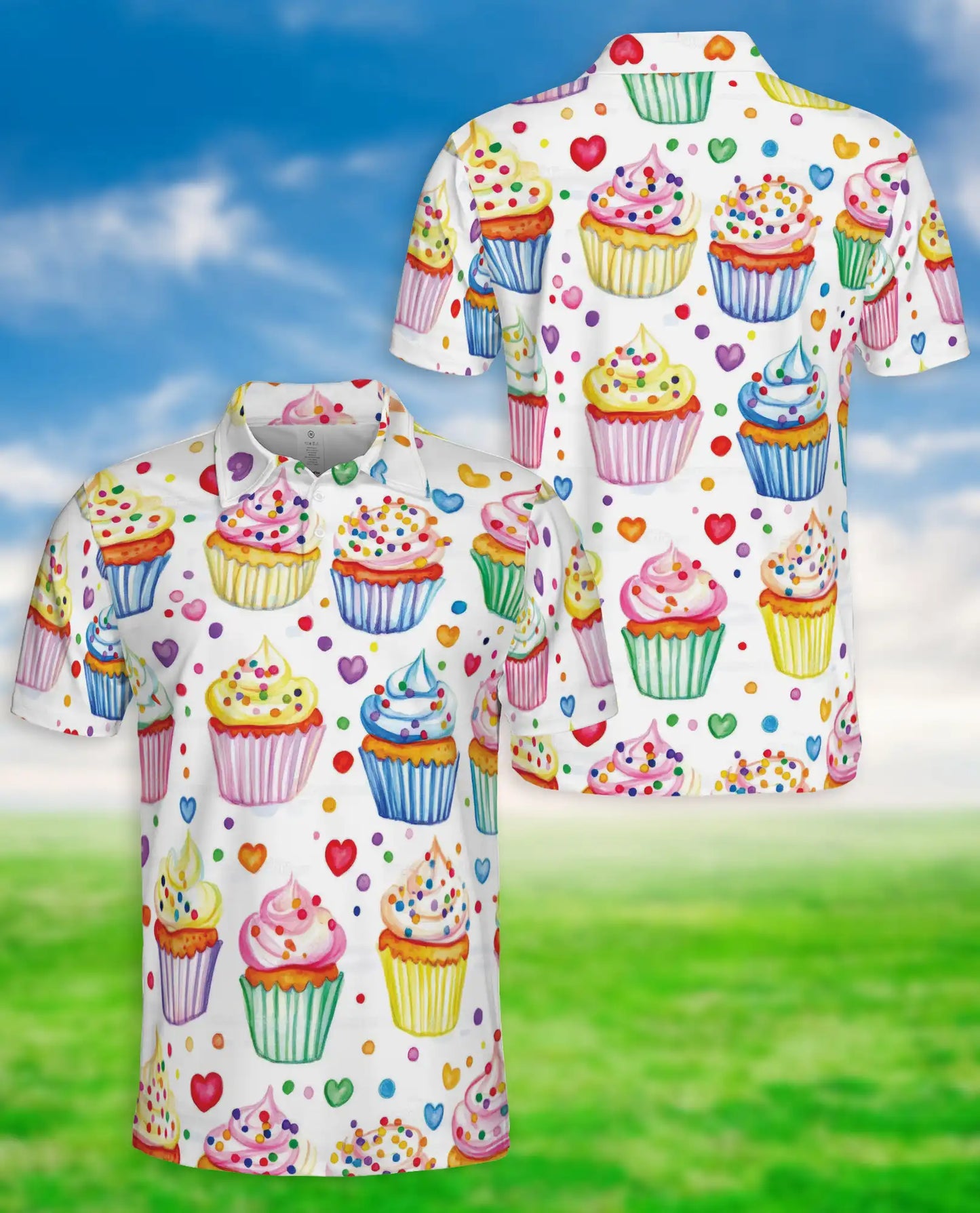 Cupcake 3D Polo Shirt for Men – Sweet Dessert Candy Style | Netecom