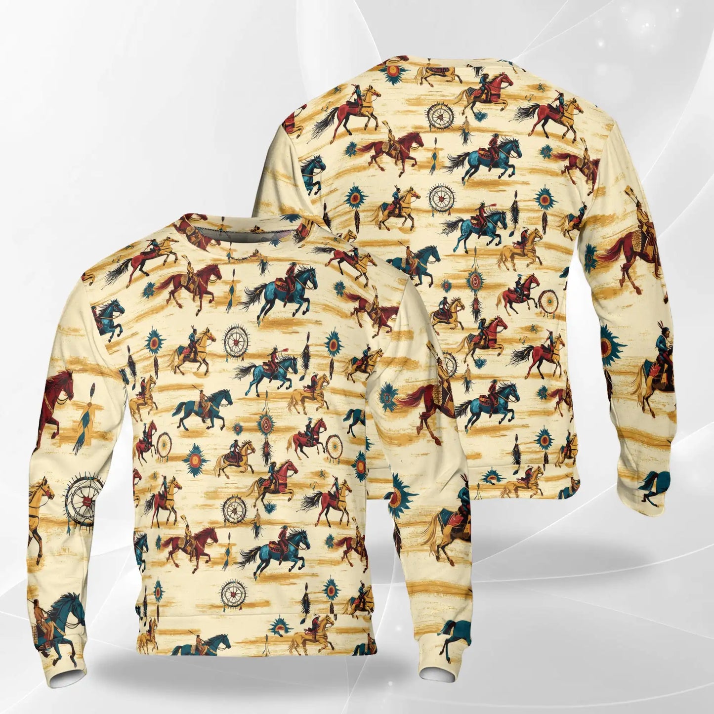Wild Horse Sweatshirt, 3D All Over Print Mustang Western Crewneck Pullover for Men Women, Horse Lover Gift - Netecom