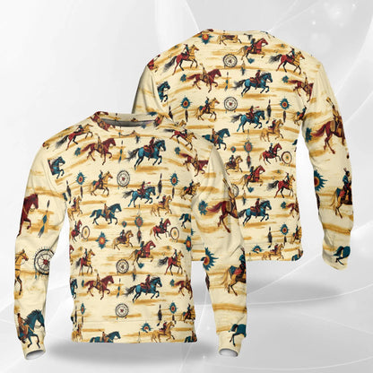 Wild Horse Sweatshirt, 3D All Over Print Mustang Western Crewneck Pullover for Men Women, Horse Lover Gift - Netecom