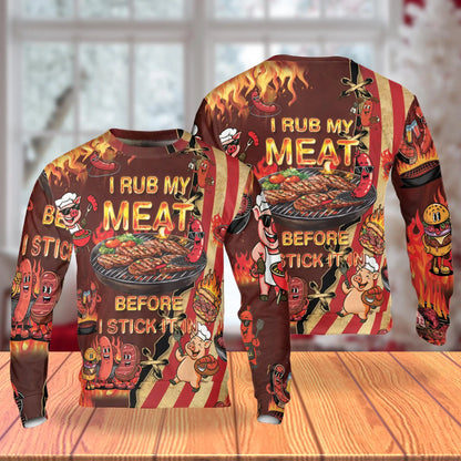 Funny BBQ Grilling Pig Sweatshirt, 3D All Over Print Barbecue Crewneck Pullover for Men Women, BBQ Lover Gift - Netecom