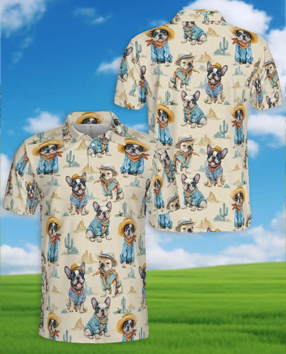 French Bulldog Cowboy Polo Shirt - Western Desert Dog Style | Netecom
