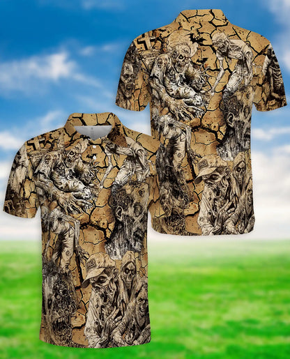 Zombie Apocalypse Polo Shirt for Men – Creepy Horror Skeletons | Netecom
