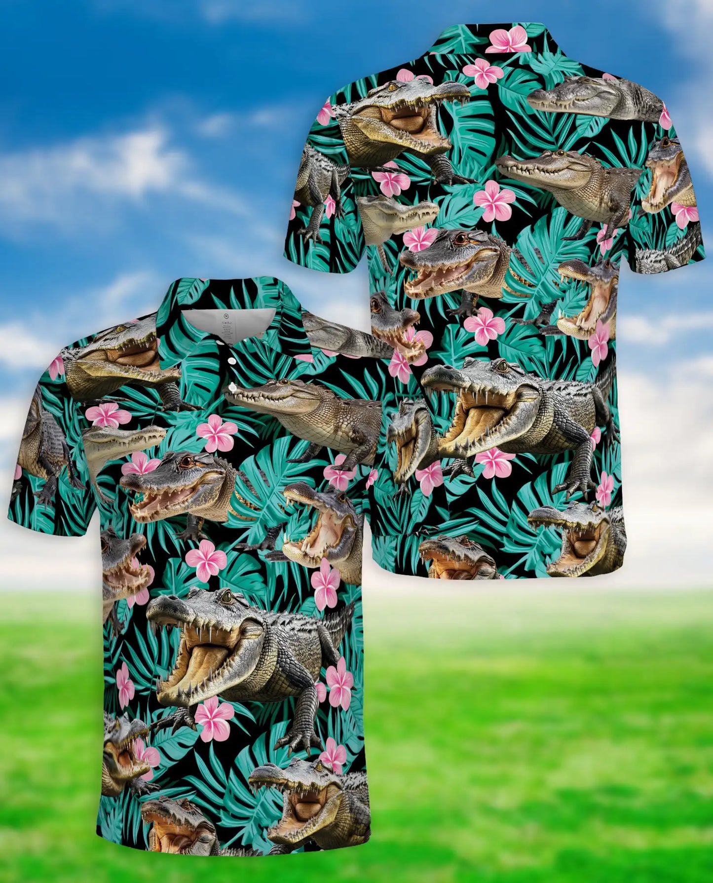 Alligator Tropical Hawaiian Polo Shirt for Men | Netecom