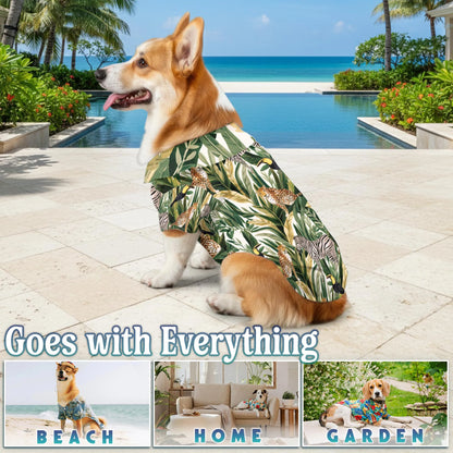 Matching Dog and Owner Hawaiian Shirts – Tropical Summer Wild Animals and Plants Beach Outfit