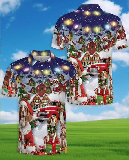 Cavalier King Charles Spaniel Christmas Polo Shirt – Holiday Village Print | Netecom