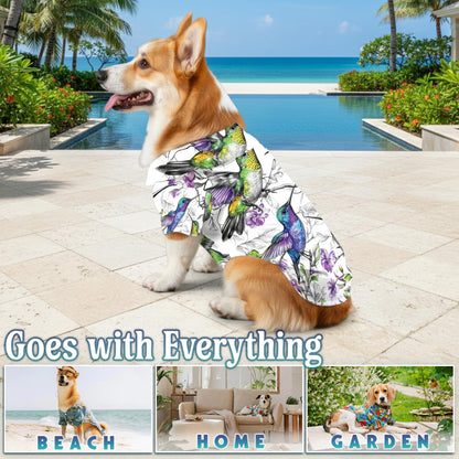 Netecom Vintage Style Hummingbirds Hawaiian Hawaii Shirt, Tropical Aloha Bird Print Shirt, Retro Summer Beach Vacation Casual Outfit