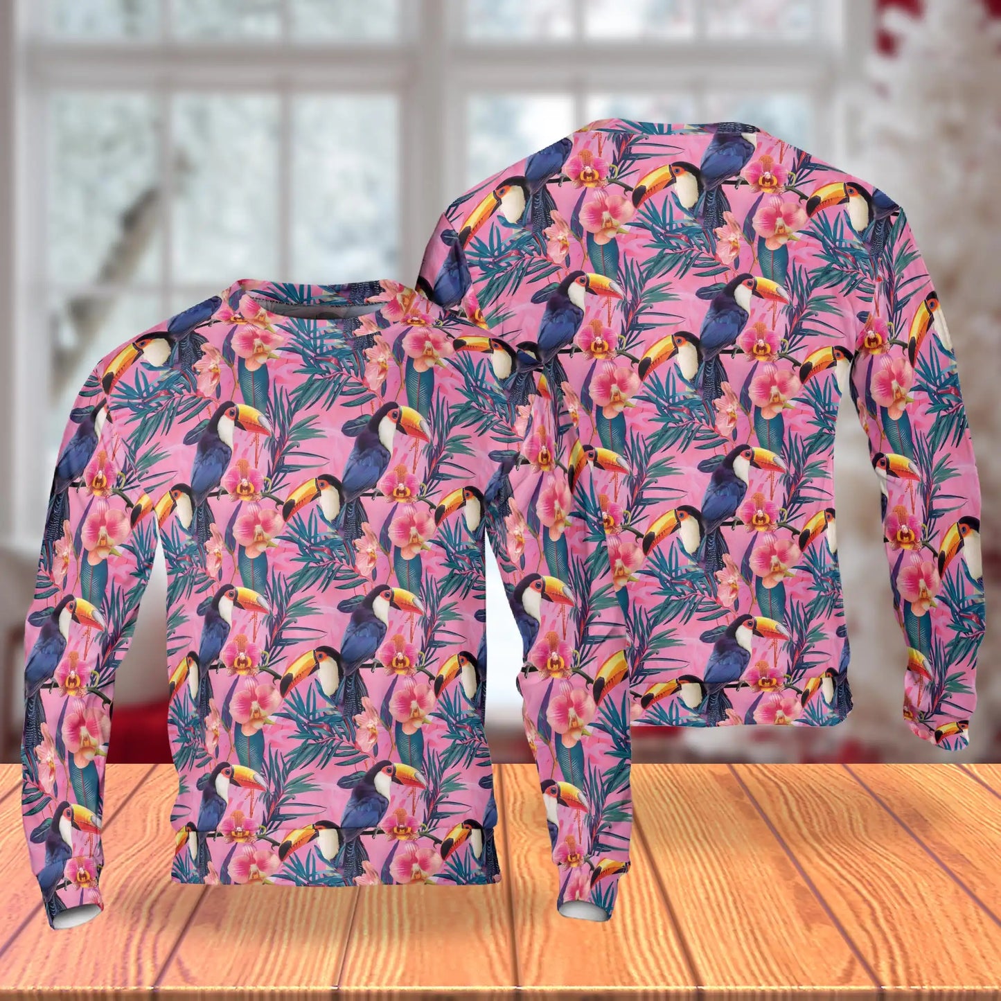Toucan Print Sweatshirt, 3D All Over Print Tropical Bird Crewneck Pullover for Men Women, Toucan Lover Gift - Netecom
