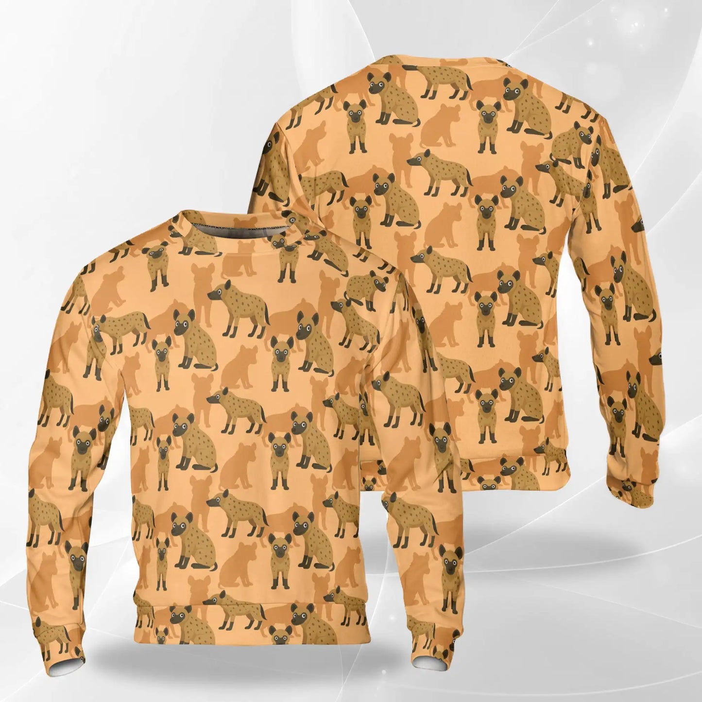 Hyena Pattern Sweatshirt, 3D All Over Print African Wildlife Crewneck Pullover for Men Women, Hyena Lover Gift - Netecom