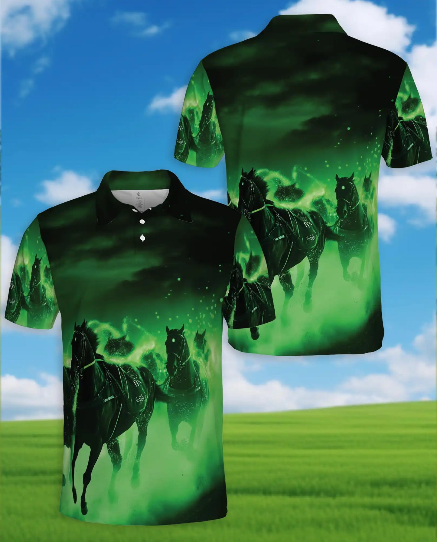 Black Horse Polo Shirt for Men – Mystic Racing Style | Netecom
