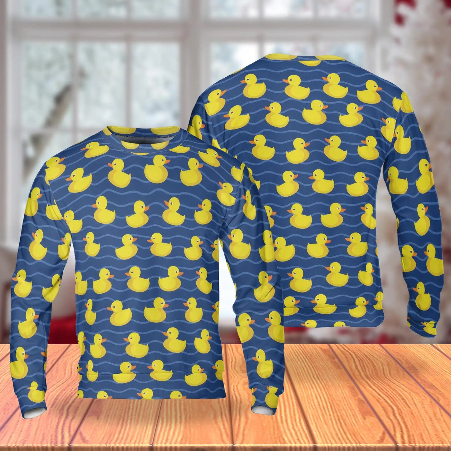 Duck Water Waves Sweatshirt, 3D All Over Print Lake Bird Crewneck Pullover for Men Women, Duck Lover Gift - Netecom