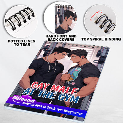 Gay Male At The Gym Spiral Bound Coloring Book, Unleash Your Creativity in a Fitness-Filled Setting with 30 Empowering Pages of Gym Scenes.