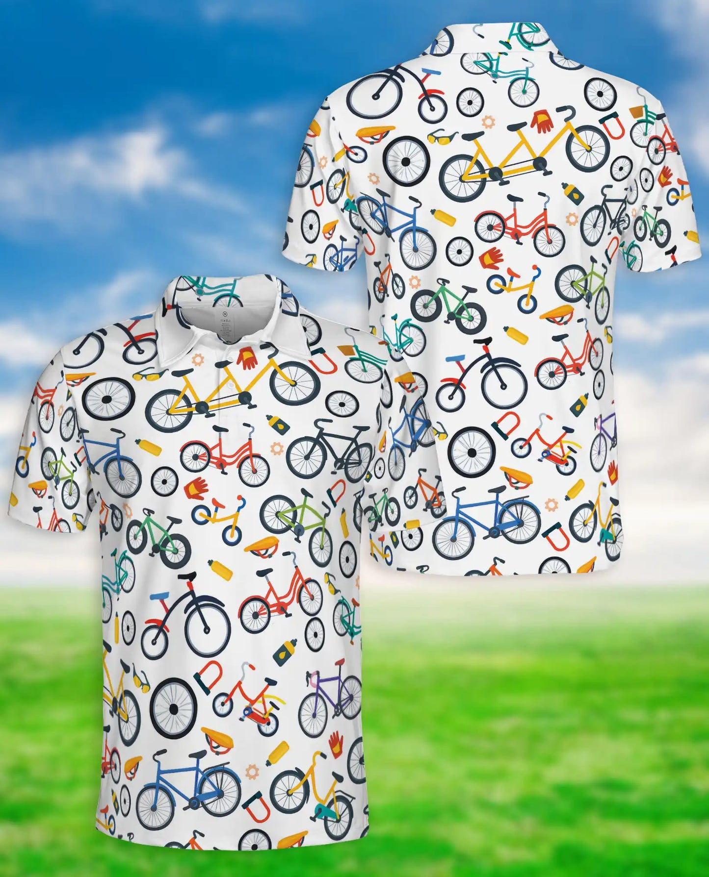 Colorful Bicycle Pattern Polo Shirt-Cycling Lifestyle Bike Lover Design | Netecom