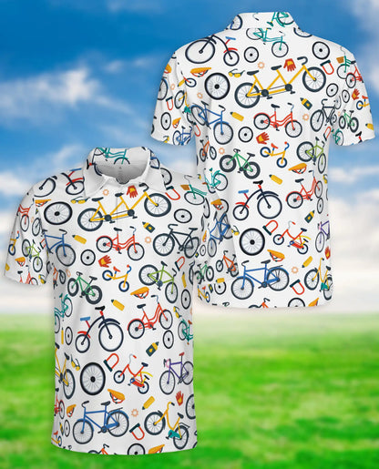 Colorful Bicycle Pattern Polo Shirt-Cycling Lifestyle Bike Lover Design | Netecom