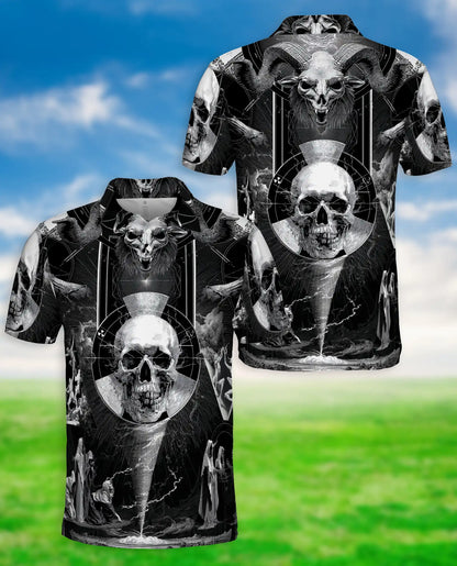Dark Gothic Skull Polo Shirt for Men- Skull Horror Fantasy | Netecom