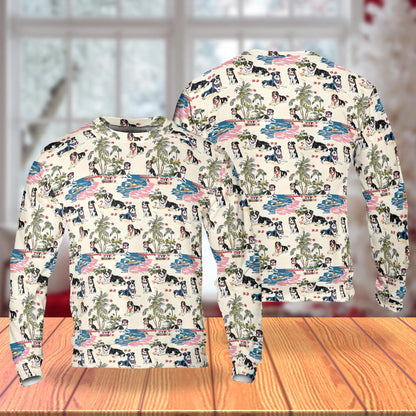 Border Collie Tropical Beach Sweatshirt, 3D All Over Print Summer Dog Crewneck Pullover for Men Women, Border Collie Lover Gift - Netecom
