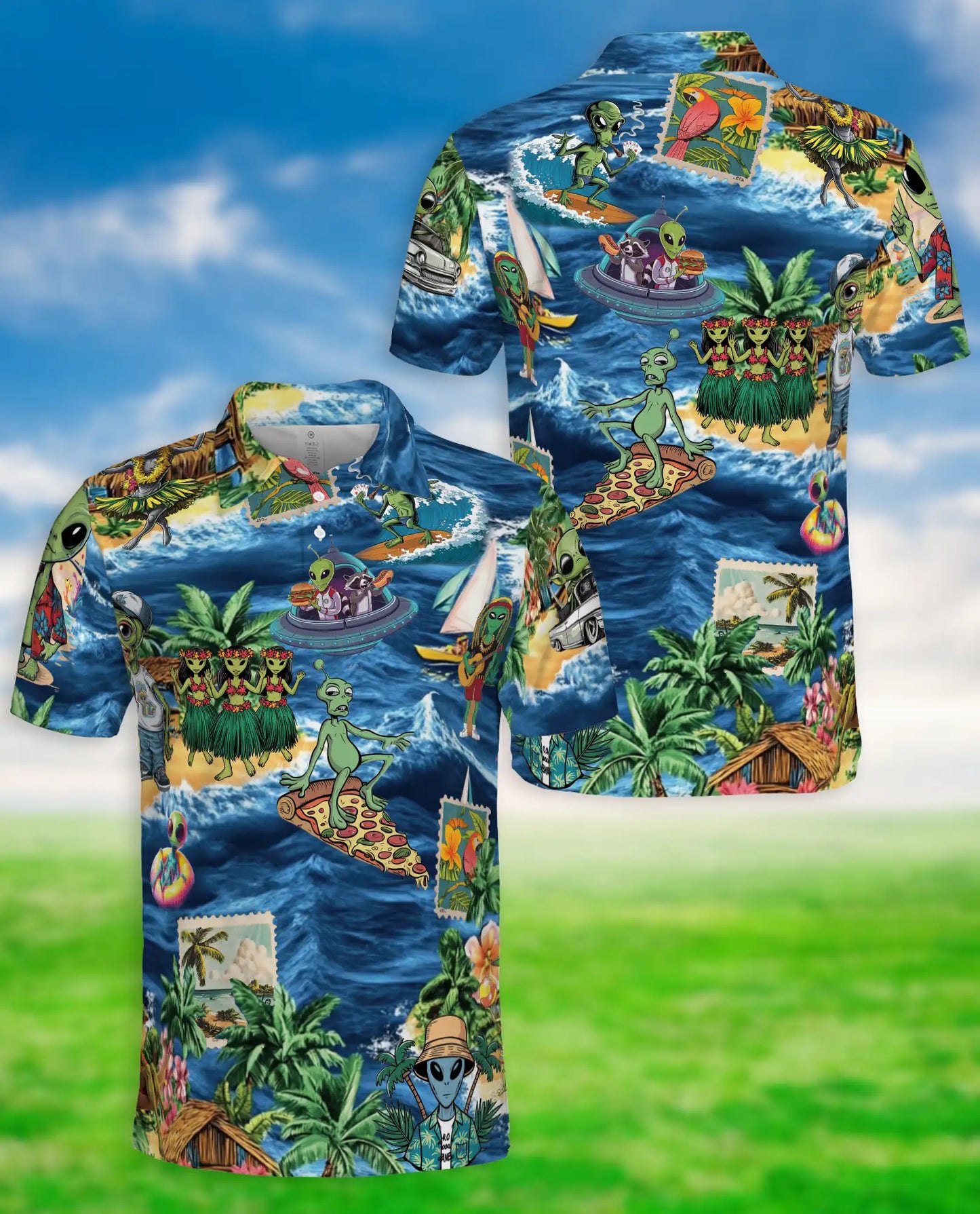 Alien Tropical Beach Polo Shirt | Netecom