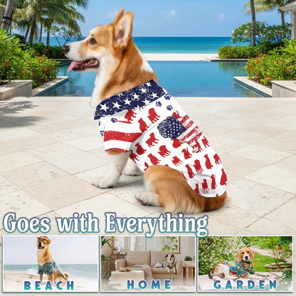 Netecom Matching Pug Flag Hawaiian Shirt for Dog and Owner, Aloha Summer Shirt, Pug Print Button Down Outfit for Pet and Human, Beach Vacation Casual Wear