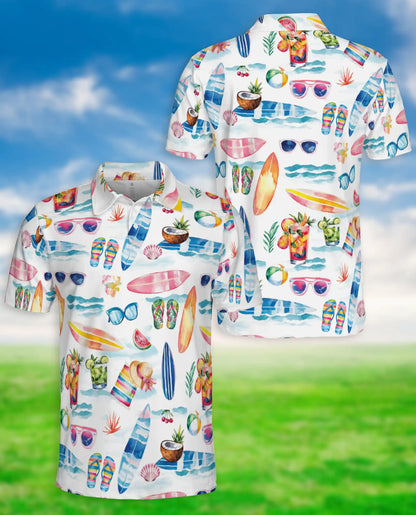 Beach Summer Polo Shirt – Surf & Tropical Print | Netecom