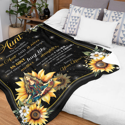 Netecom Personalized To My Aunt Blanket from Niece and Nephew, Sunflower Throw Blanket for Couch, Bed or Sofa, Ultra Soft Warm, Birthday Gifts for Aunt, Present for Christmas, or Anniversary