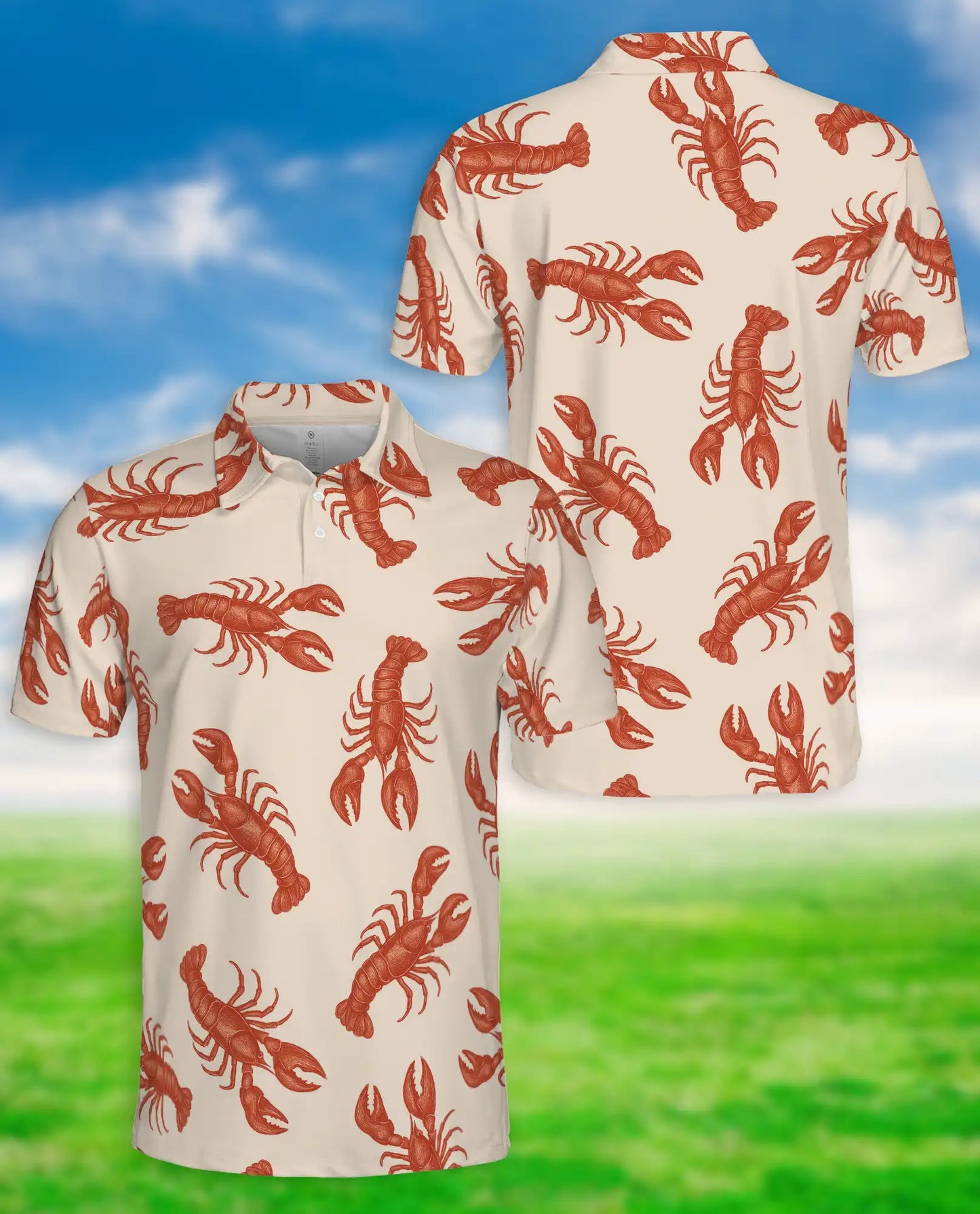 Lobster Beach 3D Polo Shirt for Men – Tropical Summer Style | Netecom