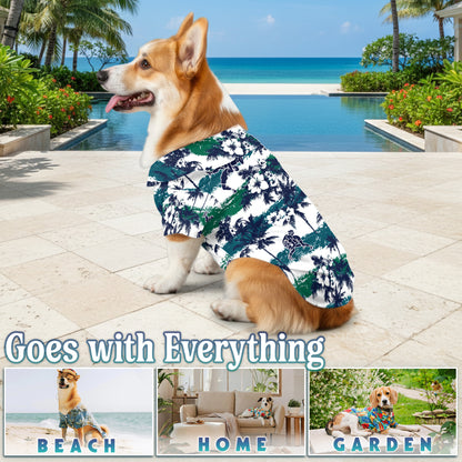 Netecom Matching Wrestling White Palm Aloha Hawaiian Shirt for Dog and Owner, Sport Inspired Summer Shirt, Relaxed Casual Outfit for Pet and Human