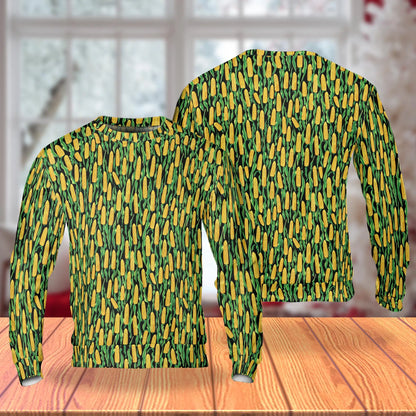 Corn Cob Sweatshirt, 3D All Over Print Agricultural Farm Crewneck Pullover for Men Women, Farmer Corn Lover Gift - Netecom