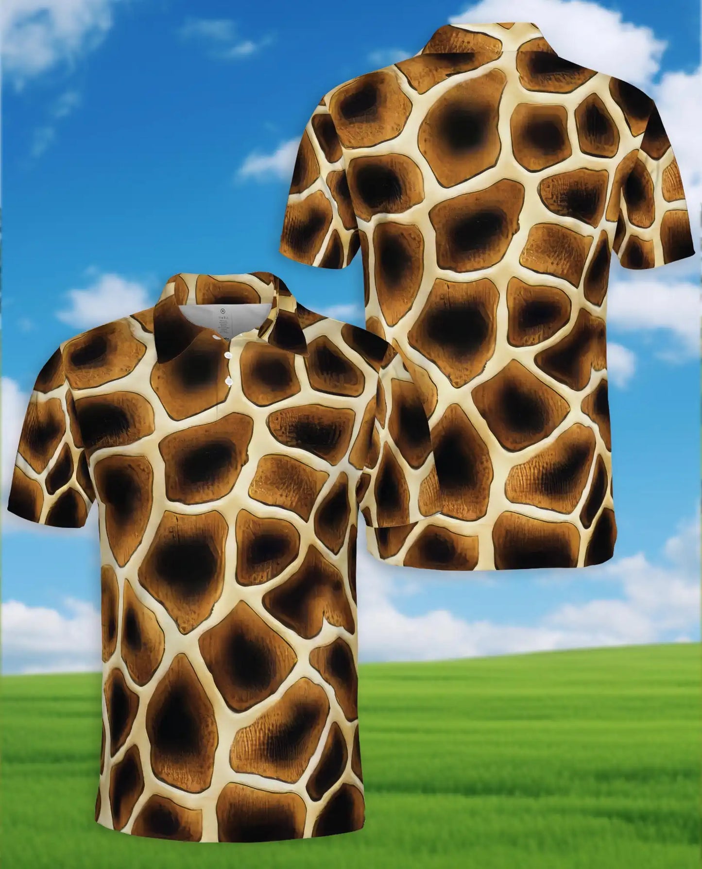 Giraffe Print Polo Shirt-Safari Animal Pattern Design | Netecom