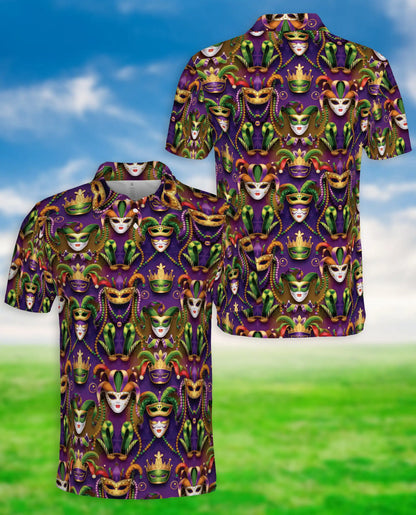 Mardi Gras Mask Hawaiian Polo Shirt | Netecom