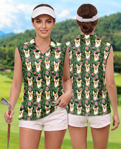 Corgi Love Flower Beach Shirt for Women | Netecom