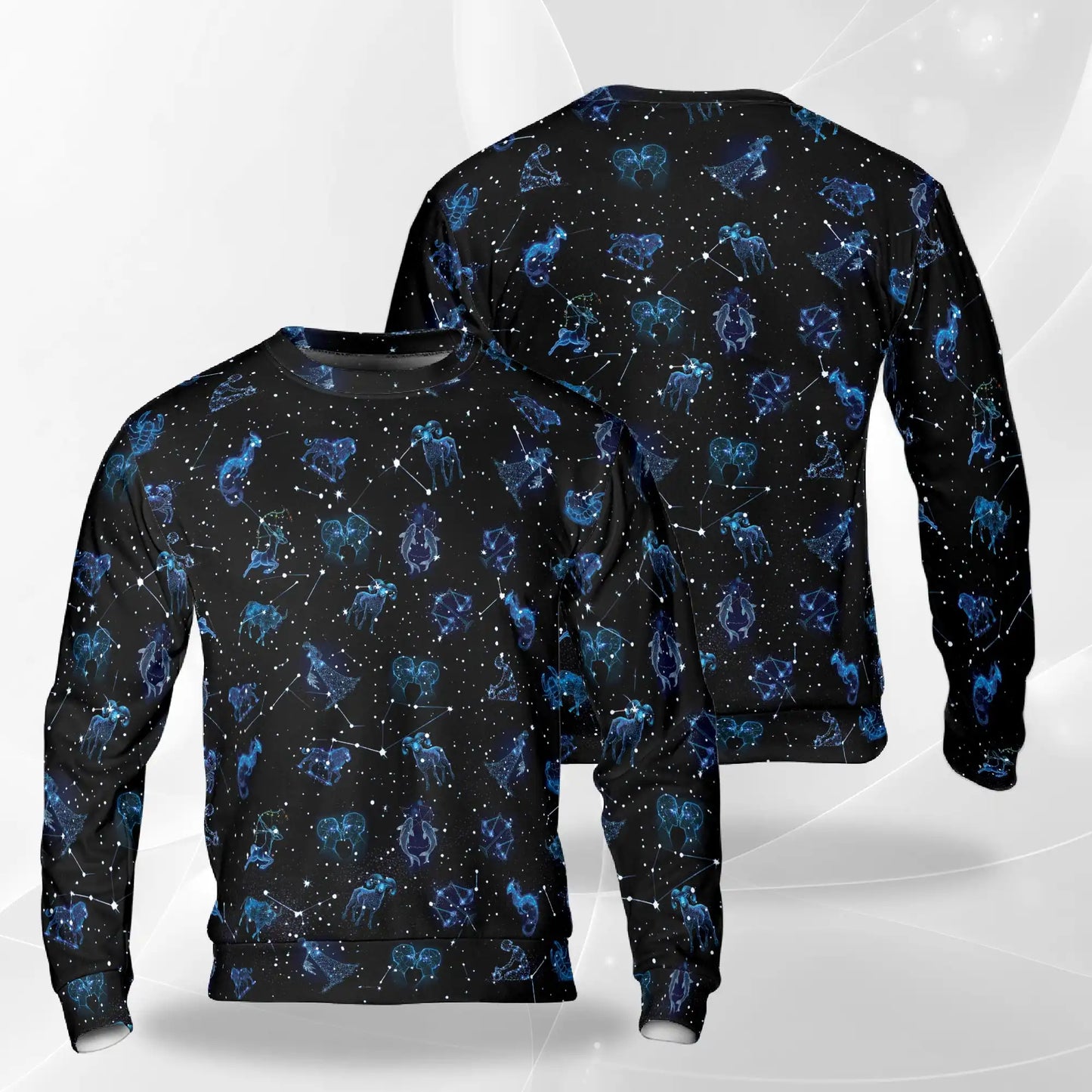 Zodiac Print Sweatshirt, 3D All Over Print Astrology Crewneck Pullover for Men Women, Zodiac Lover Gift - Netecom