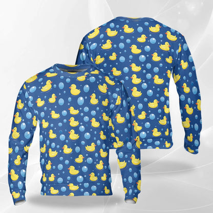 Ducks and Bubbles Sweatshirt, 3D All Over Print Cute Duck Water Crewneck Pullover for Men Women, Duck Lover Gift - Netecom