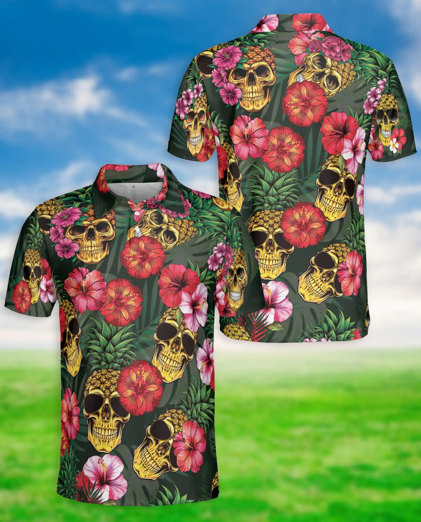Skull Pineapple Polo Shirt – Tropical Gothic Style | Netecom