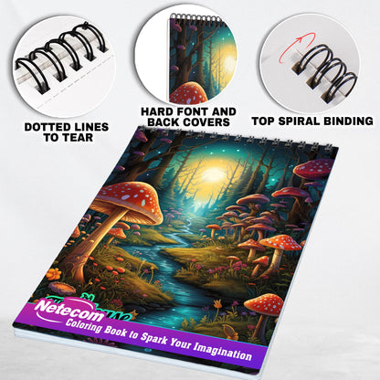 Mushroom Forest Spiral Bound Coloring Book, Delve into the Fungal Kingdom with 30 Enchanting Coloring Pages of Mushroom Forest Fantasies