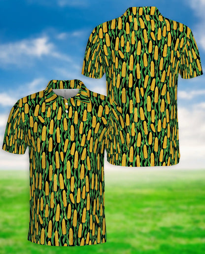 Corn Pattern Hawaiian Polo Shirt for Men | Netecom