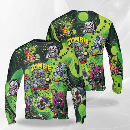 Zombie Hockey Sweatshirt, 3D All Over Print Skateboard Hockey Crewneck Pullover for Men Women, Hockey Player Gift - Netecom