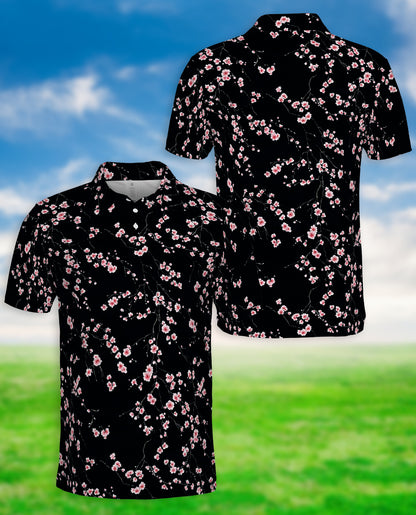 Japanese Sakura Cherry Blossom 3D Polo Shirt for Men – Floral Japanese Style Shirt | Netecom