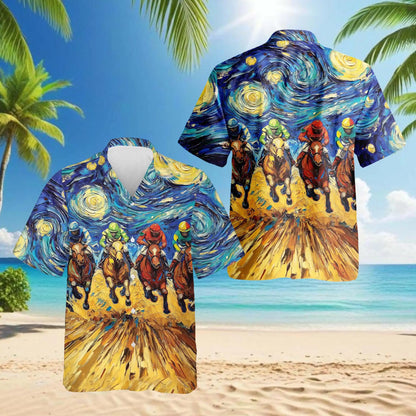 Horse Racing Art Polo Shirt - Jockey Racing Impressionist Design | Netecom