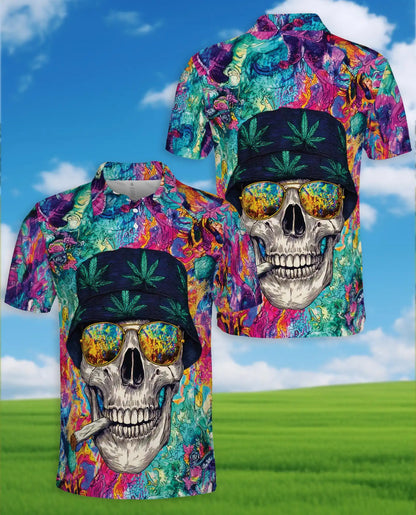 Skull Colorful Trippy Polo Shirt for Men – Vibrant Art Print | Netecom