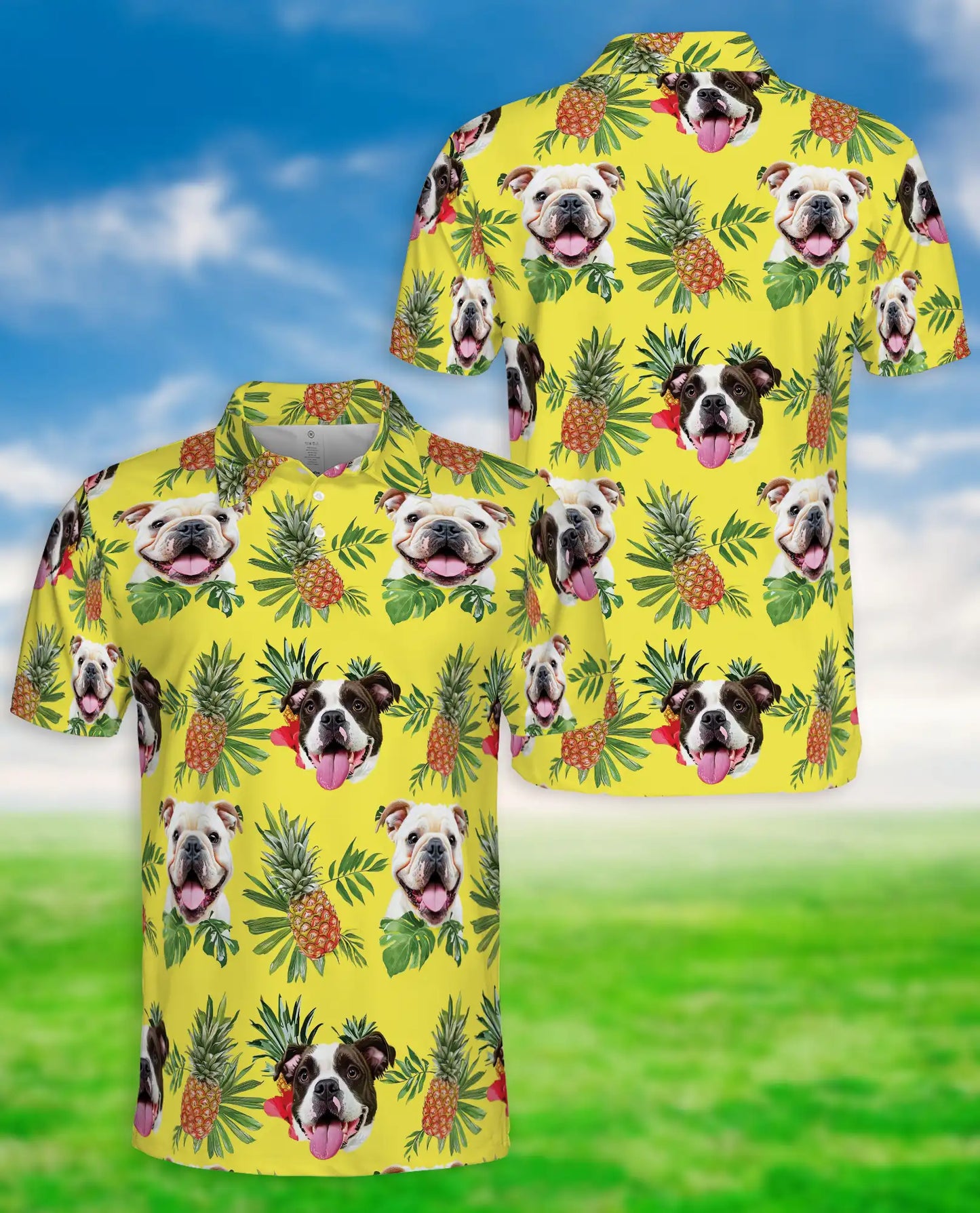 Bulldog Pineapple Hawaiian Polo Shirt | Netecom