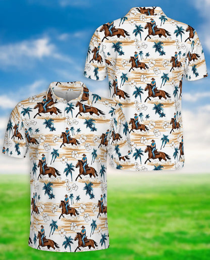 Cowboy Horse Hawaiian 3D Polo Shirt for Men | Netecom