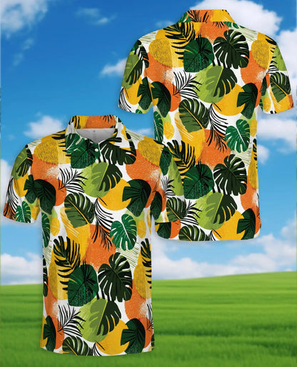 Tropical Citrus Leaf Polo Shirt - Modern Summer Resort Style | Netecom