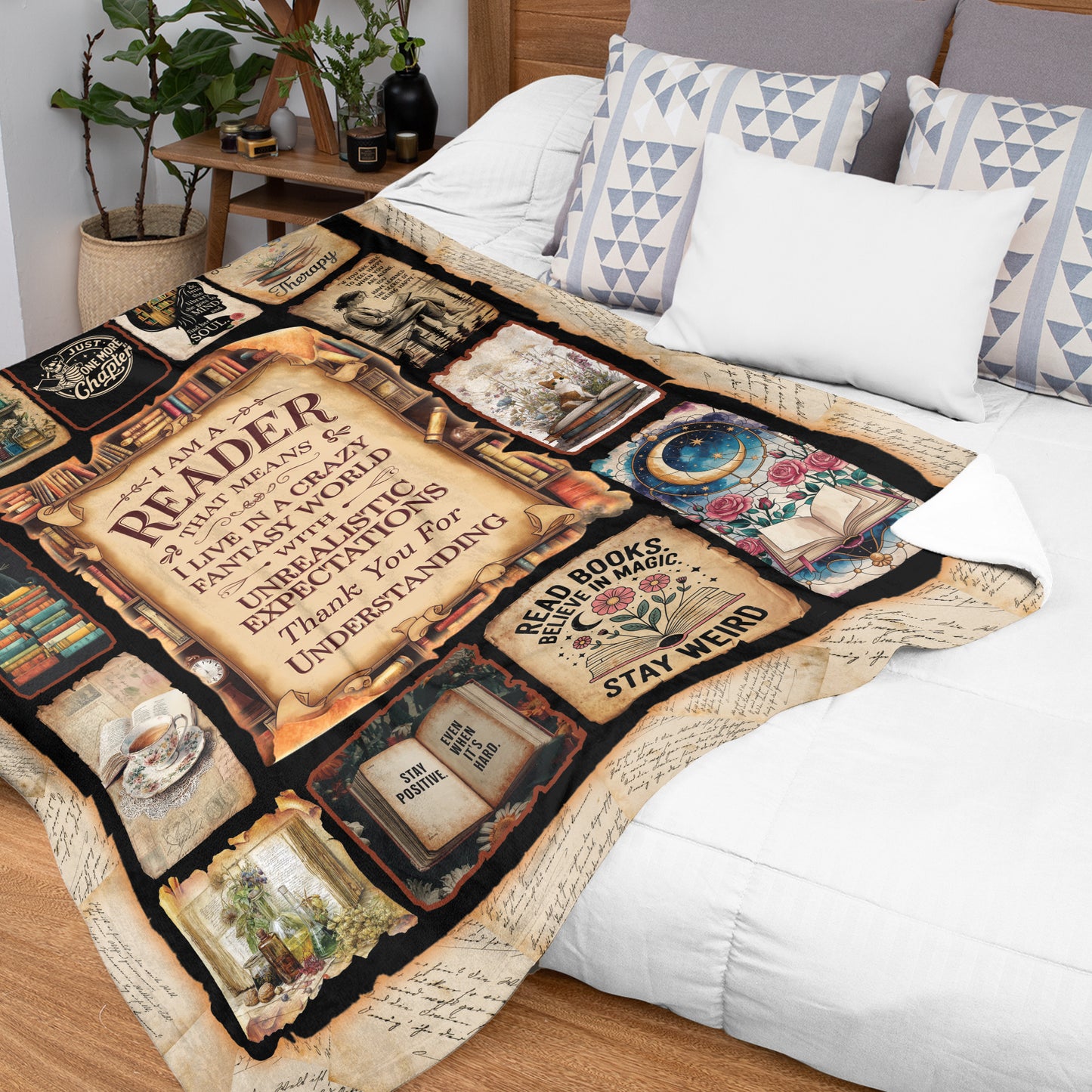 Netecom Book Blanket, Reading Throw Blanket for Couch, Bed or Sofa, Ultra Soft Warm Cozy Fuzzy Plush, Birthday Gifts for Book Lover, Bookworm, Present for Christmas, Graduation, Teacher Gift