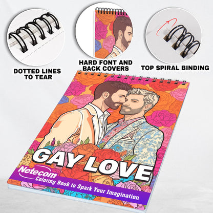 Gay Love Spiral Bound Coloring Book, Celebrate Gay Love with 30 Heartwarming Coloring Pages, Portraying Beautiful Moments of Love and Connection