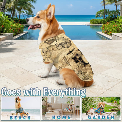 Netecom Matching Drum Hawaiian Shirt for Dog and Owner, Music Aloha Summer Shirt, Drum Print Button Down Outfit for Pet and Human, Beach Vacation Casual Wear