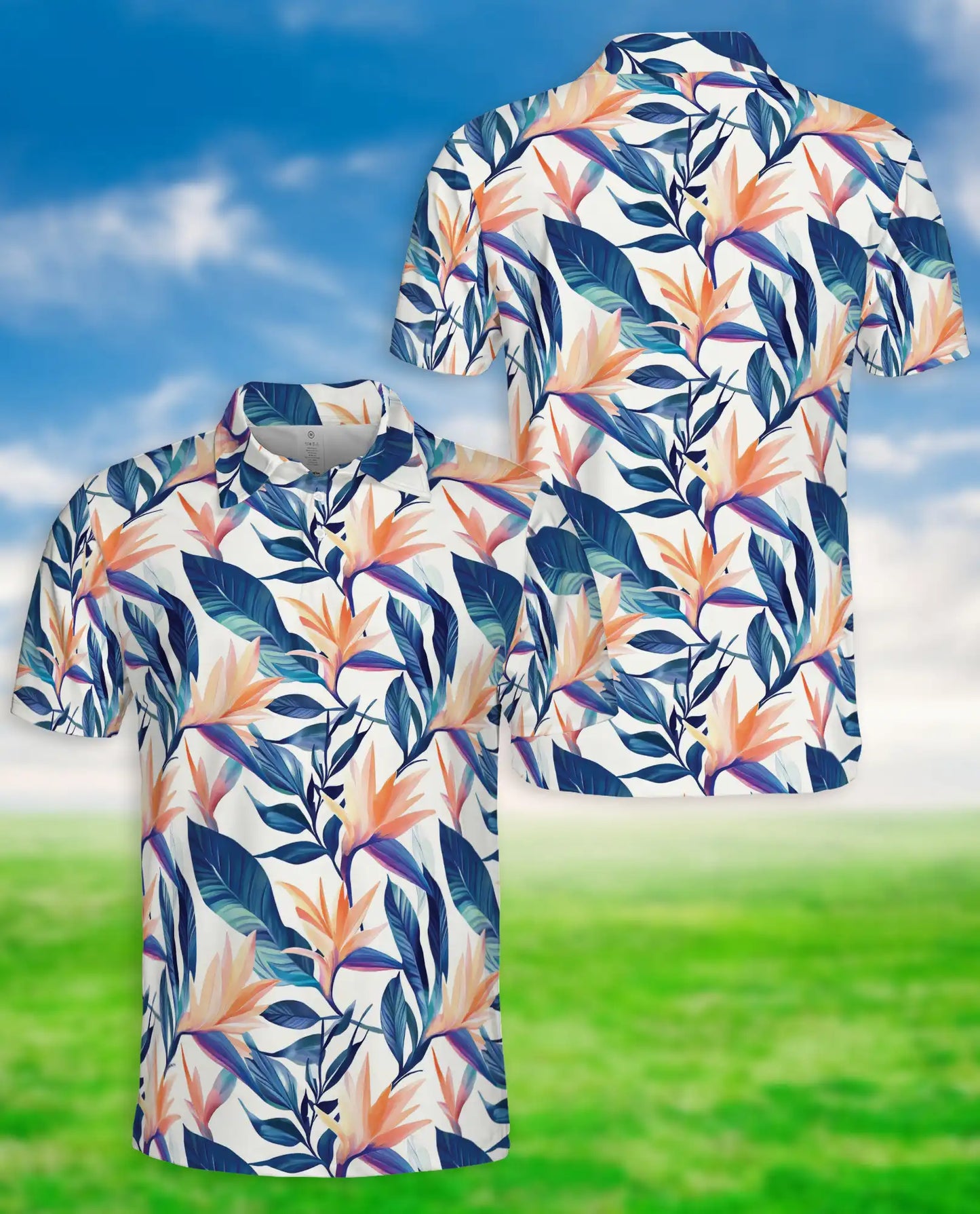 Bird of Paradise Polo Shirt – Tropical Floral Print | Netecom
